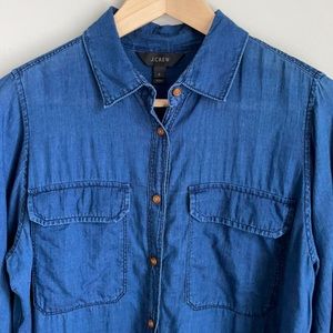 J. Crew Gauze Indigo Chambray Popover